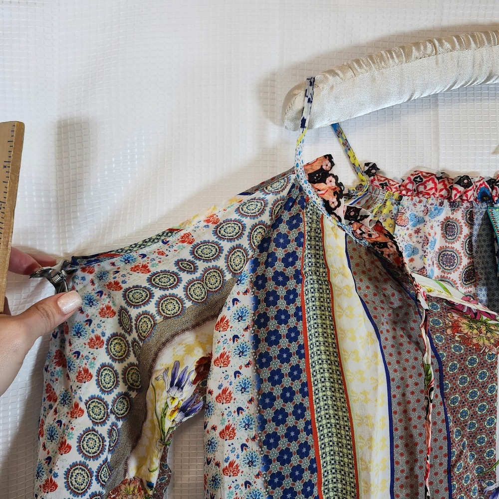 Johnny Was Garden Patchwork Cold Shoulder Blouse … - image 5